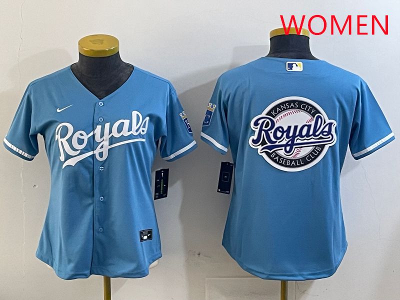 Women Kansas City Royals Blank Light Blue Game 2025 Nike MLB Jersey style 3